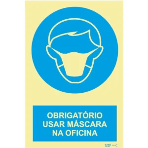 Placa de sinalização PVC ''Obrigatório usar máscara de protecção'' - 150x200mm