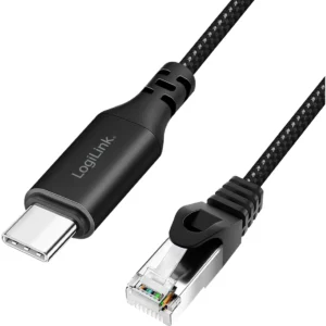 Logilink CU0411 - Cabo adaptador de rede Ethernet Gigabit RJ45 ⇿ USB-C 3.2 - 1.5m