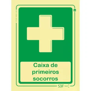 Placa de sinalização fotoluminescente ''Caixa de primeiros socorros'' - 100x150mm