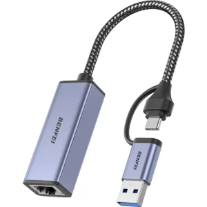 Benfei GSM276135 - Adaptador rede ethernet USB-A/USB-C 3.0 RJ45 1 Gbit/s - cinzento