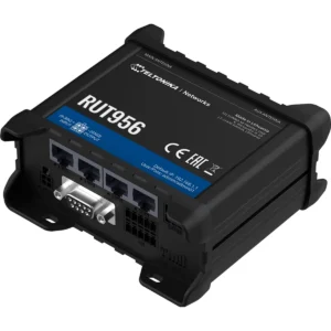 TELTONIKA Networks RUT956 100000 - Router industrial 4G LTE Cat4 Dual-SIM c/ 4 x portas Ethernet + WiFi, USB, I/O, RS232, RS485, GNSS