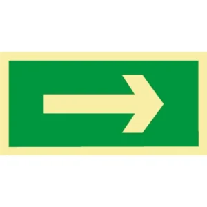 Placa de sinalização fotoluminescente p/ saída de emergência ''Seta'' - 200x100mm