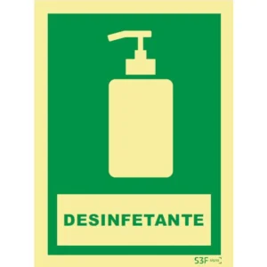 Placa de sinalização fotoluminescente ''Desinfetante'' - 150x200mm