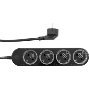 Shelly Power Strip 4 Gen4 Black - Bloco de 4 tomadas inteligentes (WiFi BT Zigbee Matter) c/ botões e cabo de 1.5m - preto