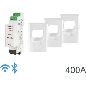 Shelly Pro 3EM-400 - Módulo medidor de consumo trifásico WiFi + 3 TI's de 400A