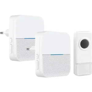 Geti GWD207W - Conjunto de 2 campainhas 230Vac sem fio c/ 56 melodias - IP55 - branco - alcance 300m