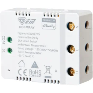 Ogemray SW40 PbS (Powered by Shelly) - Módulo interruptor para automação WiFi com medição de energia 110/240VAC - 25A