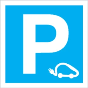 Placa de sinalização PVC de Estacionamento de veículos elétricos - 300x300mm