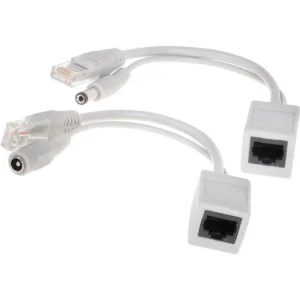 Conjunto de Adaptador PoE Passivo (Power over Ethernet) RJ45 - Ficha DC 5.5x2.1mm - branco