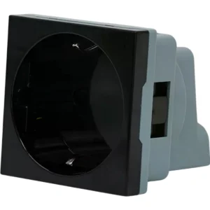 Shelly SH-WALL-DISPLAY-SOCKET-B - Módulo de Tomada Schuko 230V 5A para Suporte de Wall Display – Preto