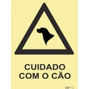 Placa de sinalização PVC ''Cuidado com o cão'' - 150x200mm