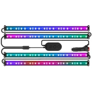 Govee H7090 - Kit de iluminação ambiente para interior de carro c/ 4 fitas LED RGBIC de 30cm - Bluetooth
