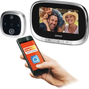 Orno OR-WIZ-1109 - Videoporteiro WiFi (olho mágico) com display de 4.3'', gravação e campainha (compatível c/ Tuya)