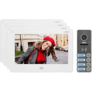 VIBELL FELIS MEMO MULTI4 - Videoporteiro com ecrã 7'' SD+ DVR p/ 4 apartamentos - Branco