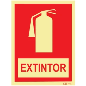 Placa de sinalização fotoluminescente ''Extintor'' - 150x200mm