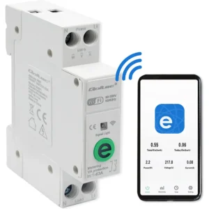 Qoltec 50991 - Relé Inteligente Wi-Fi p/ calha DIN c/ medição de energia 63A (Compatível com eWeLink)