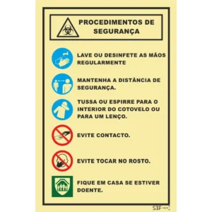 Placa de sinalização PVC ''Procedimentos de segurança'' - 300x400mm