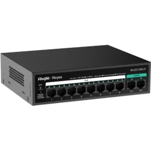 Reyee RG-ES110FG-P - Switch 10P (8 PoE 10/100Mbps + 2 Uplink Gigabit) - caixa metálica