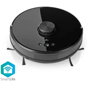 Nedis WIFIVCL001CBK - Aspirador Robô inteligente 3-em-1 HEPA 2000Pa c/ base de carregamento - Ø330x96mm