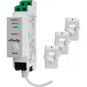 Shelly PRO 3EM v2 - Módulo medidor de consumo trifásico WiFi + 3 TI's de 120A