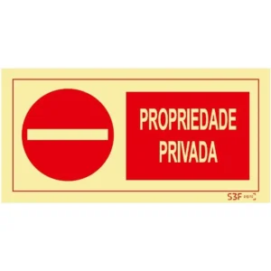 Placa de sinalização PVC ''Propriedade Privada'' - 200x100mm