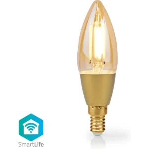 Nedis WIFILRF10C37 - Lâmpada tipo filamento LED Smart WiFi E14 CCT 1800-3000K 5W 470lm (compatível c/ Tuya) SmartLife