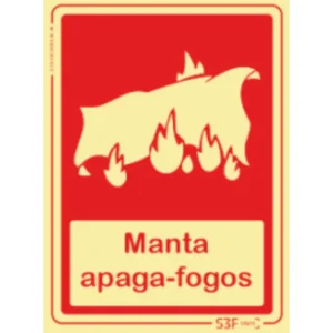 Placa de sinalização fotoluminescente ''Manta apaga-fogos'' - 150x200mm