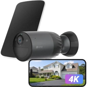 Ezviz BC1c 4K Kit - Câmara IP (Wi-Fi) Bullet 4K 2.8mm IR 15m c/ bateria, sensor PIR e AOV + painel solar - IP65
