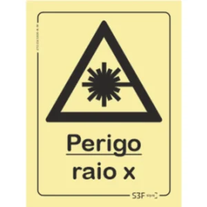 Placa de sinalização fotoluminescente ''Perigo Raio X'' - 150x200mm