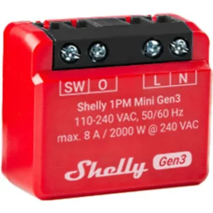 Shelly 1PM Mini Gen3 - Mini módulo interruptor para automação WiFi com medição de energia 110/240VAC - 8A
