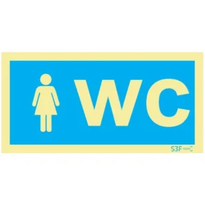 Placa de sinalização fotoluminescente ''WC feminino'' - 200x100mm