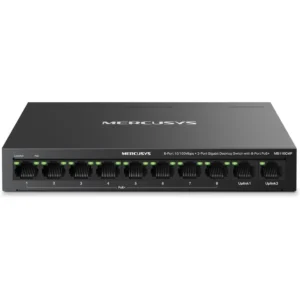 Mercusys MS110CMP - Switch 10P (8 portas PoE+ 10/100 Mbps + 2 portas Gigabit uplink)